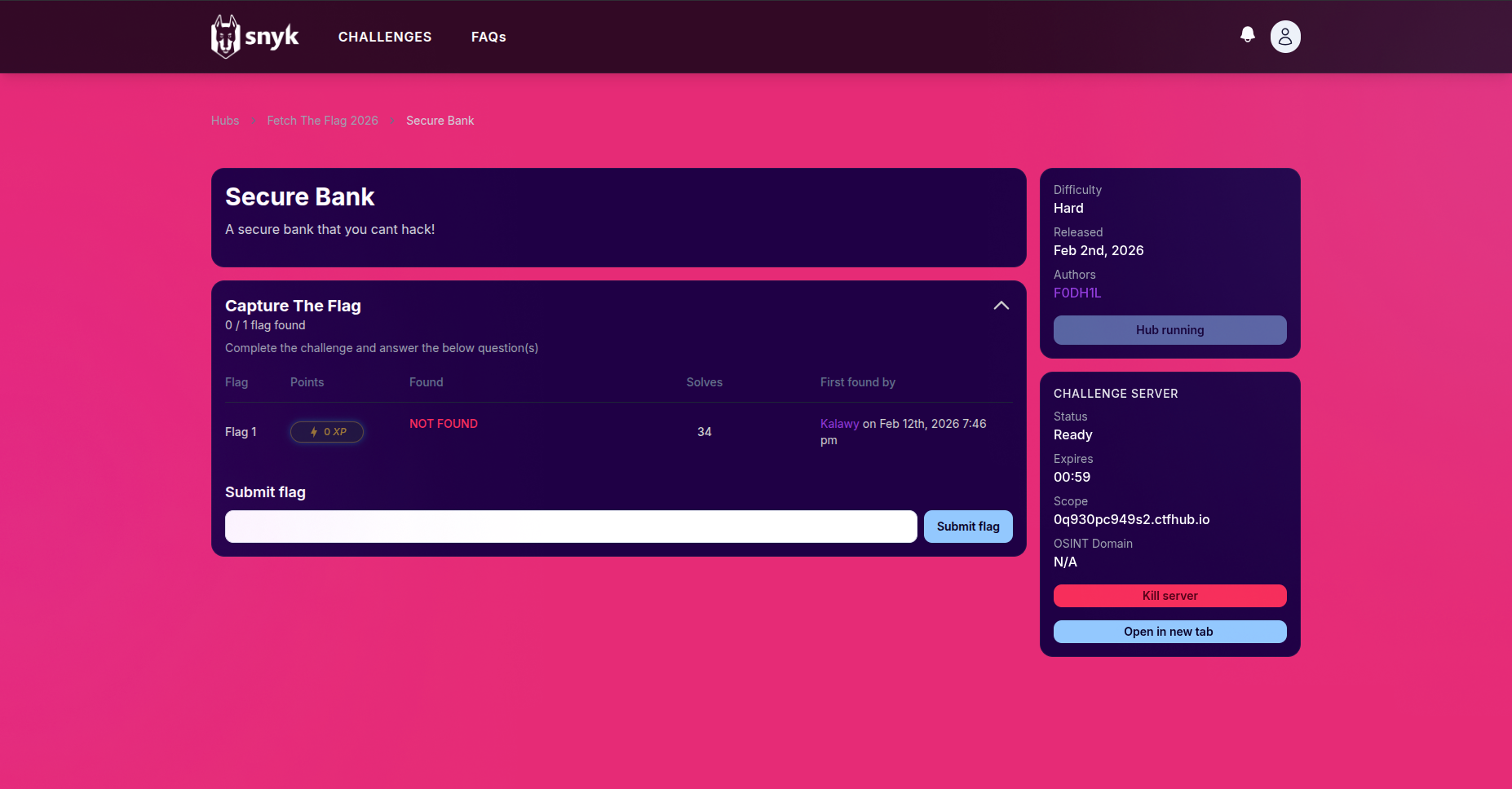 Challenge on the platform /blog/images/snyk_ctf_secure_bank/image.png